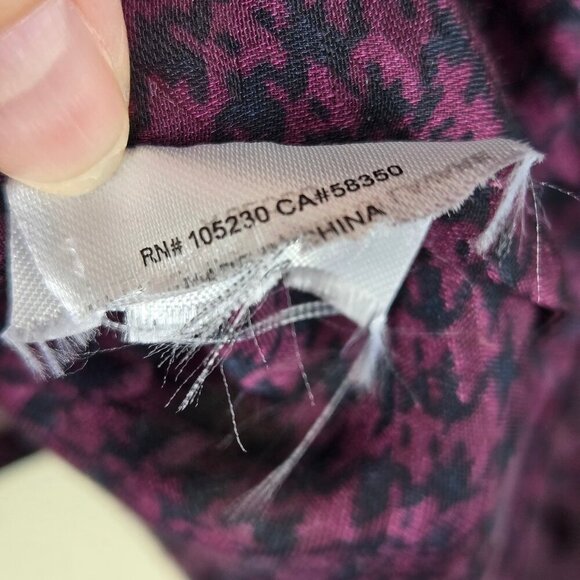 Joie Size Medium Purple Black Houndstooth Print Button Up Blouse Long Sleeve - Picture 10 of 12